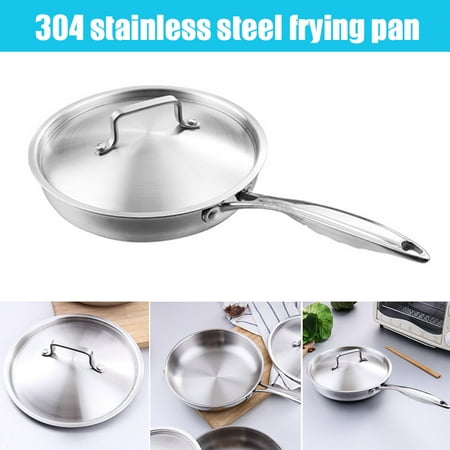

Multi-Ply Clad Stainless Steel Frying Pan with Lid Silver Non Stick Pan Kitchen Supplies New TOPOINT