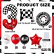 thumbnail image 3 of racing theme 40-inch digital foil balloon, featuring black and white checkered pattern and red racing elements, perfect for birthday party decorations and racing-themed events. (Number 3, 11), 3 of 14
