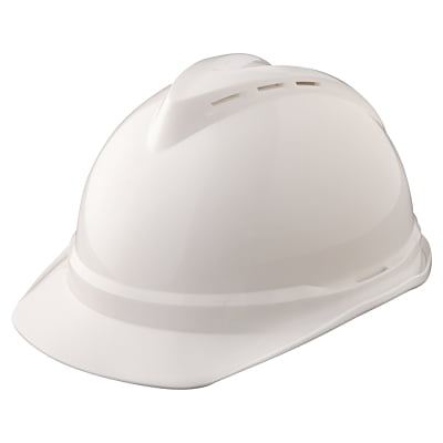 V-Gard® 500 Protective Caps and Hats, 4 Point Fas-Trac, Vented Cap, White