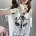 thumbnail image 3 of Women clothing Y2k stitch New Long Short-sleeved T-shirt Women Off-shoulder Harajuku Subculture Punk Rock Tees Gothic Tees tops, 3 of 13
