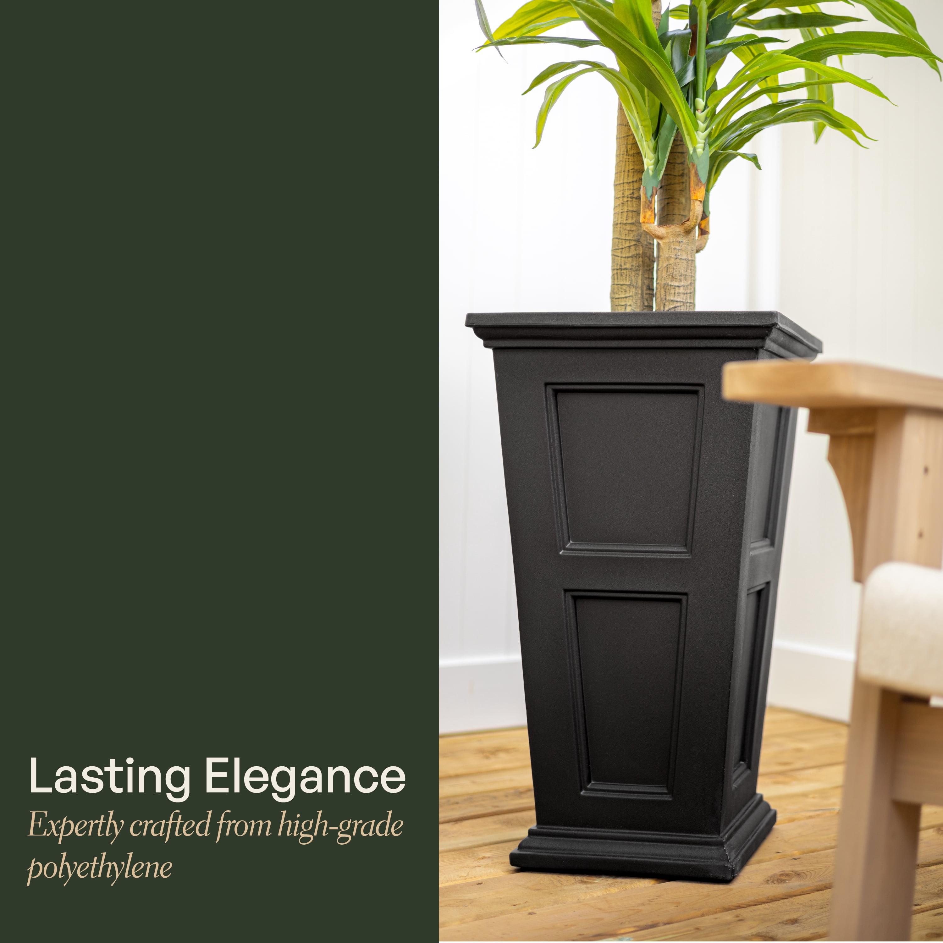 Fairfield 28in Tall Planter - Black (2-Pack)