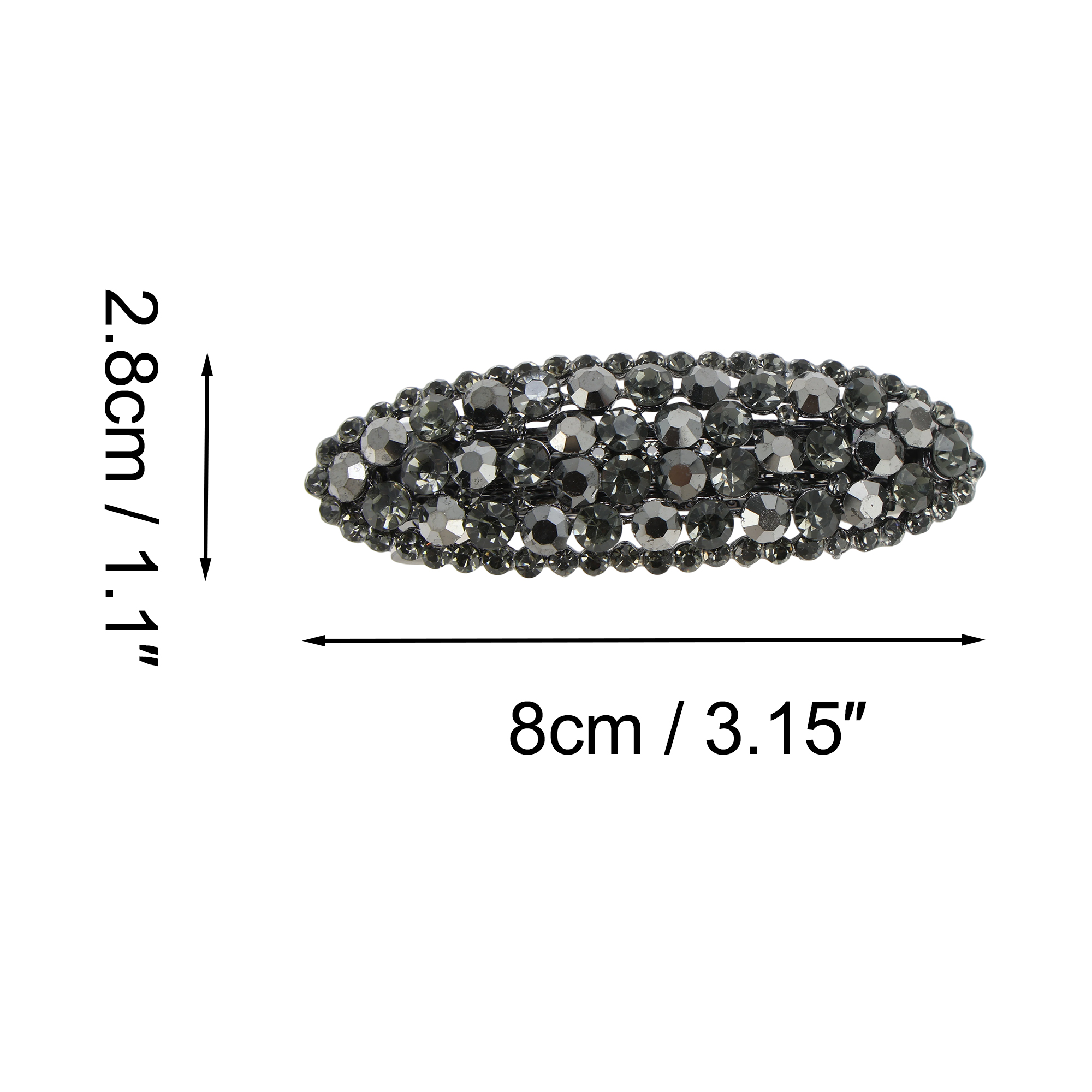 Unique Bargains Oval Rhinestone Hair Barrette All Styles Gray