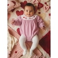 thumbnail image 6 of BemeyourBBs Newborn Baby Girls Valentines Day Outfit Bubble Romper Long Sleeve Crew Neck Stripes Embroidery Letters Bodysuit Infant Spring Clothes, 6 of 9