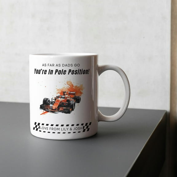 ChaChaCoo Personalised F1 Gift for Him, Formula One Mug, Pole Position Race Car F1 Racer Father's Day Gift, Funny Motorsport Birthday Present for Dad