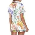 thumbnail image 5 of Sakmal Short Sleeve Womens Pajama Sets Shorts Pant Floral Satin Button Down Women'S Sleepwear, 5 of 9