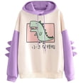 thumbnail image 1 of Sudadera de dinosaurio para mujer, camisetas de manga larga con costuras, bonita sudadera con capucha de dibujos animados, suéter informal para chicas adolescentes Ormromra WMZL-2134-13, 1 of 4