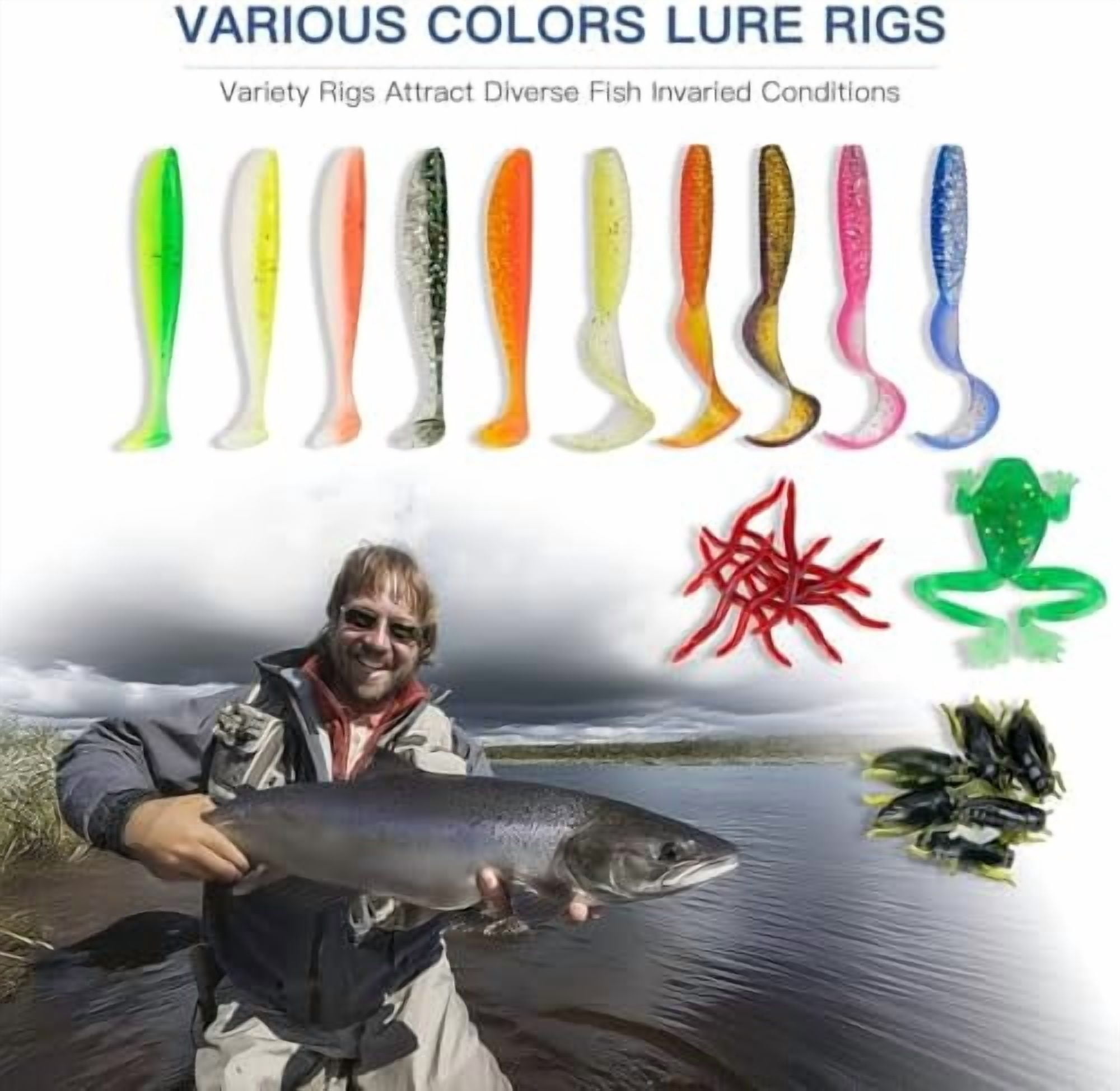 YNGLLC Fishing Lures, Tackle Box with Tackle Included, Crankbaits, Spoon, Hooks, Weights & Other Accessories, Fishing Bait Lure Gear Kit Gifts for Men Bass Freshwater