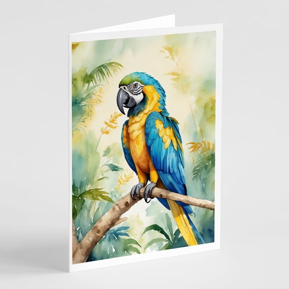 Carolines Treasures DAC7420GCA7P 5 x 7 in. Blue & Gold Macaw Greeting Cards - Pack of 8