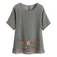 thumbnail image 2 of Fengqque 2025 Linen Blend Women's Fashion Print Raglan Sleeve Crew Neck Loose T-Shirt, 2 of 5