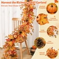 thumbnail image 4 of Guvpev Fall Decor - 6FT Fall Garland for LED Lights, Artificial Fall Maple Leaves Garland with Pumpkins, Berry & Pine Cone, Gorgeous Fall Decorations for Mantel, Front Door, Fireplace, Window & Wall, 4 of 8