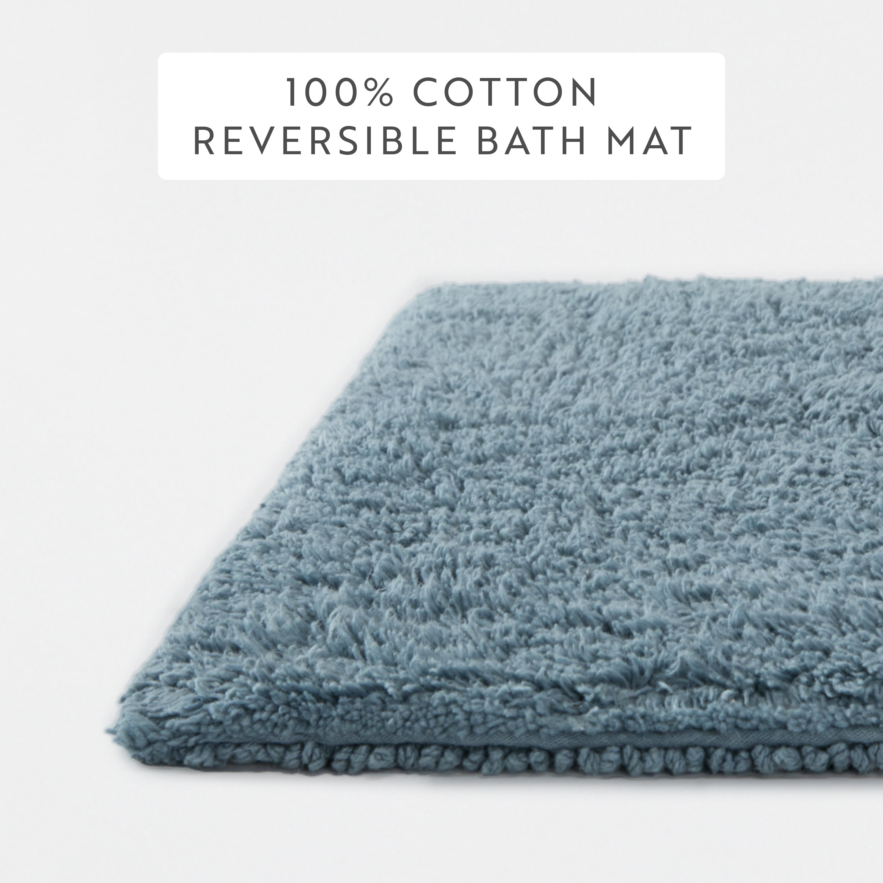 100% Cotton Reversible Solid Bath Mat by Comfort Canopy, Light Blue, 34" x 21"