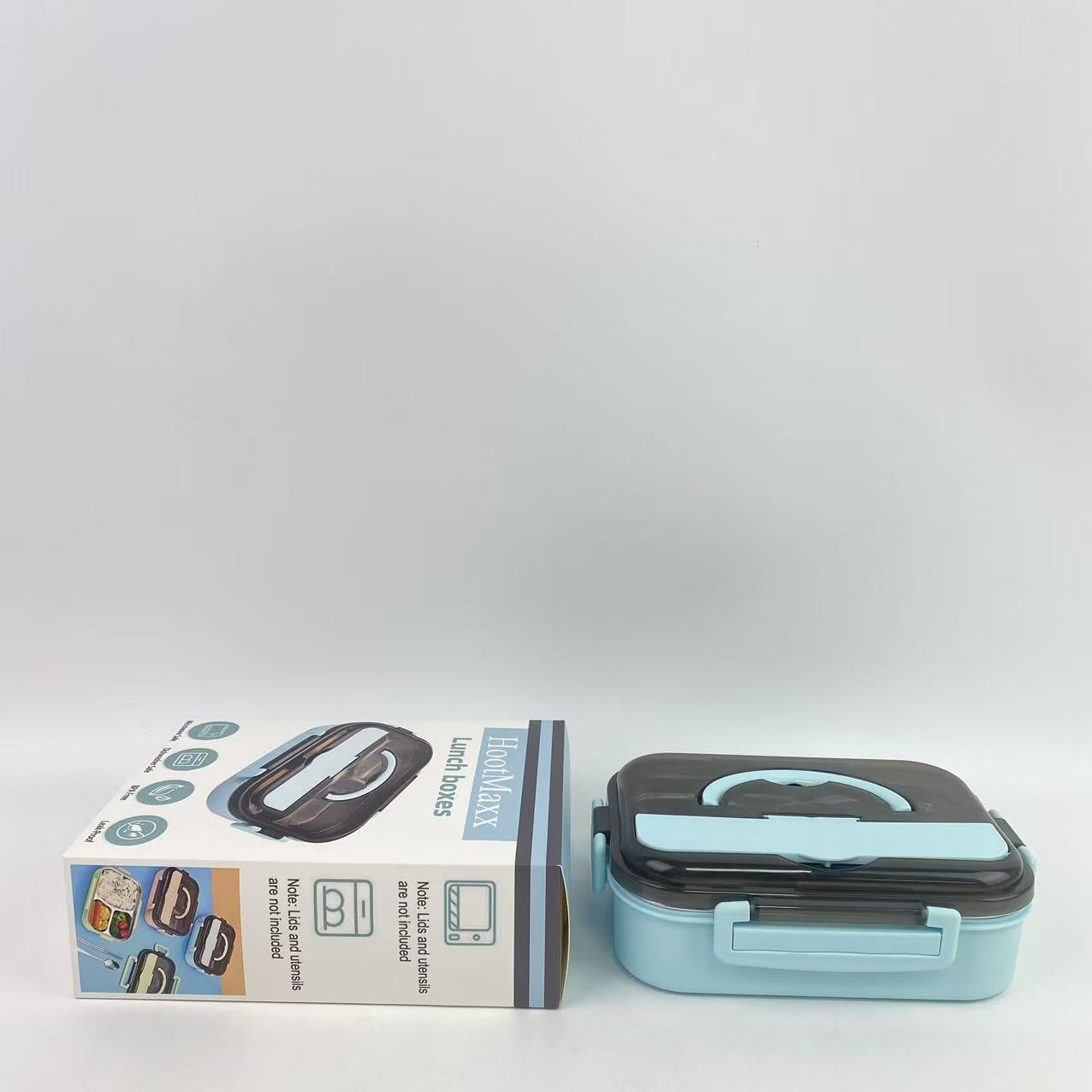 HootMaxx Lunch boxes ,Adult bento box, lunch container, leak proof lunch box with utensils, 2-bedroom bento box, microwave safe, blue