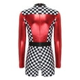 thumbnail image 6 of Zaldita Womens Big Girls Race Car Driver Bodysuit Colorblock Printed Shiny Long Sleeves Leotard Jumpsuit Red 3XL, 6 of 7