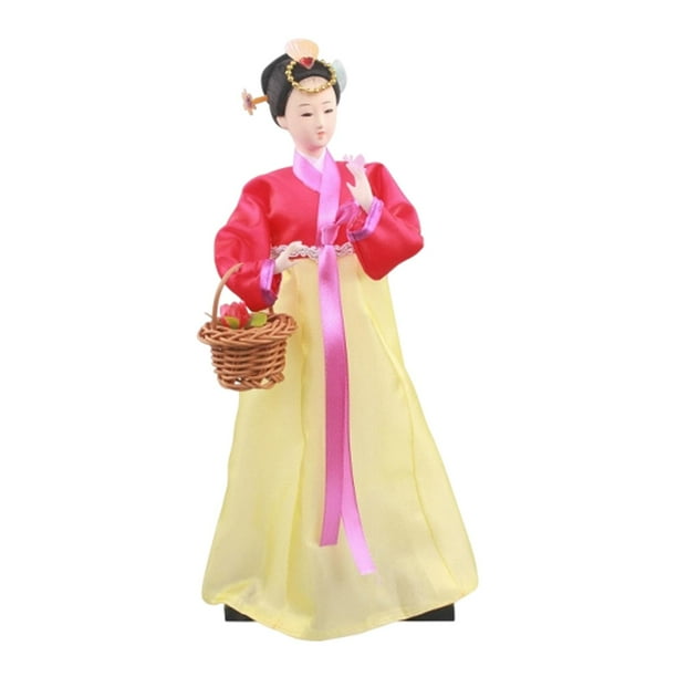 Figura coleccionable de muñeca Hanbok coreana Figura de geisha con kimono Estatua femenina para Estilo H
