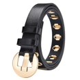 thumbnail image 2 of Unisex Leather Belt Adjustable Metal Buckle Accessories Wide Waist Belts Decorative 105cm Casual Gothic f Men Pants Ladies Dress Black, 2 of 8