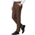 thumbnail image 4 of INSPIRE CHIC Men's Striped Dress Pant Classic Fit Flat Front Business Work Prom Trousers 28 Brown Navy, 4 of 7