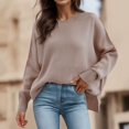 thumbnail image 2 of Cathalem Chandail pour Femme à Manches Longues, Col Rond, Doux et Chaud, Tricot, Chandails, Rose G, 2 of 5