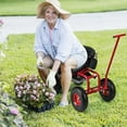 thumbnail image 2 of Costway Rolling Garden Cart Outdoor Gardening Workseat withAdjustable Height &Tool Storage Red, 2 of 10
