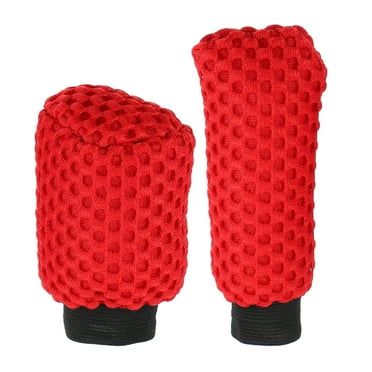 Unique Bargains 2pcs Car Handbrake Cover Gear Shift Knob Cover Universal Car Shifter Protector Interior Decoration Red