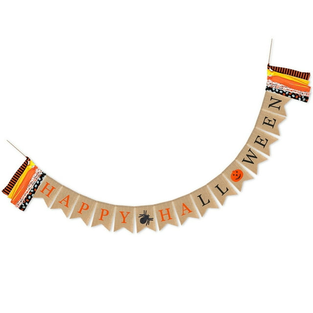sweethay Pancartas de Halloween con telas con letrero de calabaza y araña, banderas impresas con letras, banderines para festivales, colgantes, Kits de decoración para fiestas sweethay HA037608-00