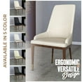 thumbnail image 4 of LeisureMod Modern Dining Chair Upholstered in Leather with Brown Rubberwood Legs Accent Kitchen Room Side Chairs Viva Series in Light Taupe, 4 of 11