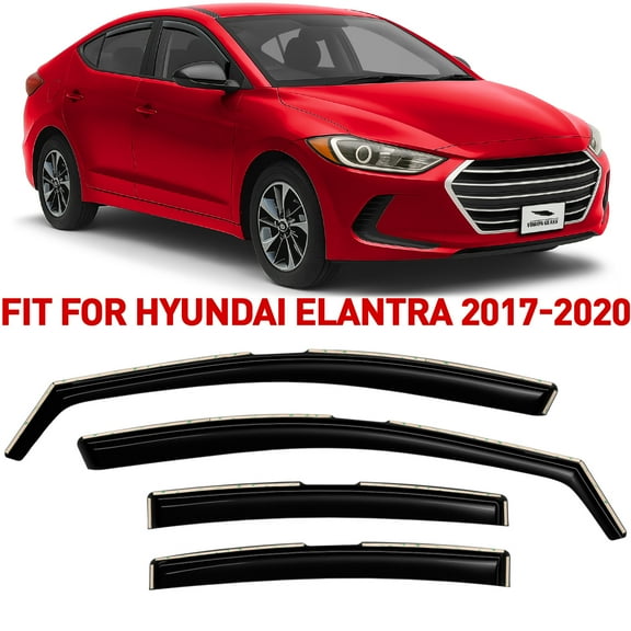 Voron Glass In-Channel Extra Durable Rain Guards for Hyundai Elantra 2017-2020 Sedan, Window Deflectors, Vent Window Visors, 4 Pieces - 220197