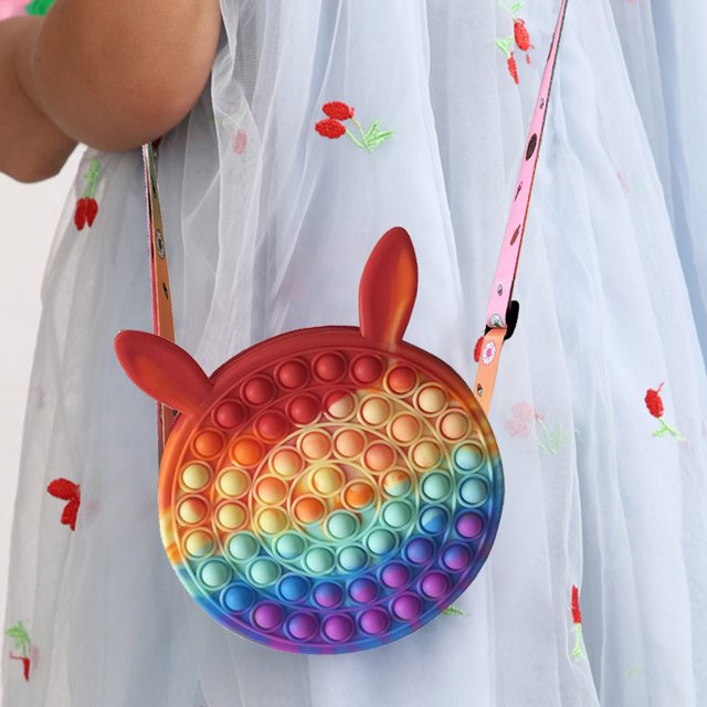 Bonito bolso de hombro con burbujas de arcoíris, monedero de silicona, juguete sensorial para autismo (A) Tmvgtek Para estrenar