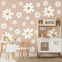 12 Sheets Daisy Wall Decals Flower Wall Stickers Large Daisy Wall Stickers Daisy Decals for Wall Peel and Stick for Nursery Kids Girls Bedroom Living Room Wall Decor