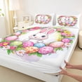 thumbnail image 4 of Erosebridal Watercolor Easter Egg Bed Sheets,Cute Cartoon Animal Rabbit Kawaii Floral King Sheets For Kids Girls 4pcs, 4 of 6