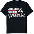 thumbnail image 2 of 100% Cotton Just A Boy Who Loves Wrestling Graphic Tee For Wrestling Fans And Athletes T-Shirt, 2 of 5