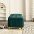 thumbnail image 3 of Modern Button Tufted Velvet Storage Ottoman, Upholstered Bench Footstool with Safety Hinge and Gold Metal Legs for Living Room Bedroom, 3 of 9
