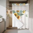 thumbnail image 4 of Sunflower Eucalyptus No Hook Shower Curtain with Snap in Liner Ferns Leaf Succulents Green Butterfly Waterproof Bathroom Shower Curtain with See Through Top Window for Bathtub 72" x 84", 4 of 9