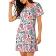 thumbnail image 2 of Logiee Flower Leaves Print Nightgowns for Women,Soft Short-Sleeved Lightweight Sleepwear, Loose Sleepshirts, 2 of 6