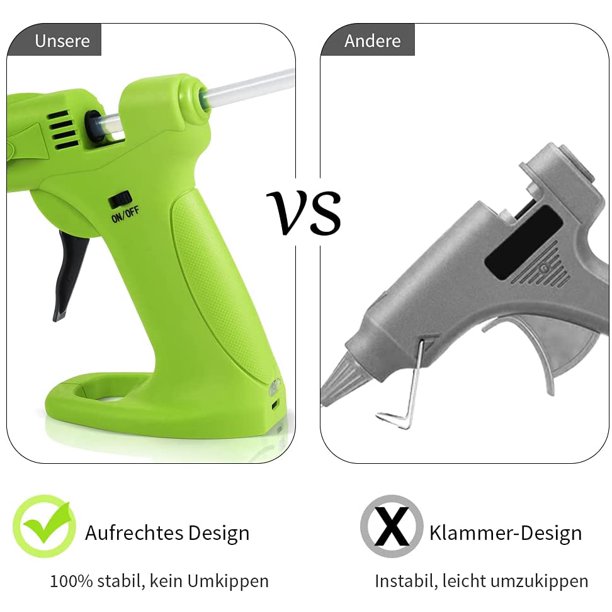 Pistola de pegamento caliente inalámbrica - Mini pistola de pegamento recargable por USB Batería de 2600 mAh con barras de pegamento de 30 7 mm para reparación rápida de bricolaje escolar