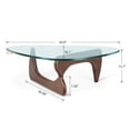 thumbnail image 4 of Raffle Pinker Triangle Glass Coffee Table 0.8" Thick Tempered Glass Coffee Table with Solid Dark Walnut Base for Living Room, 4 of 11