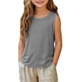 thumbnail image 2 of hengsof Girls Tank Tops Fashion Striped Print Sleeveless Shirts Basic Crew Neck Tees Summer Casual Top for Kids, 2 of 8