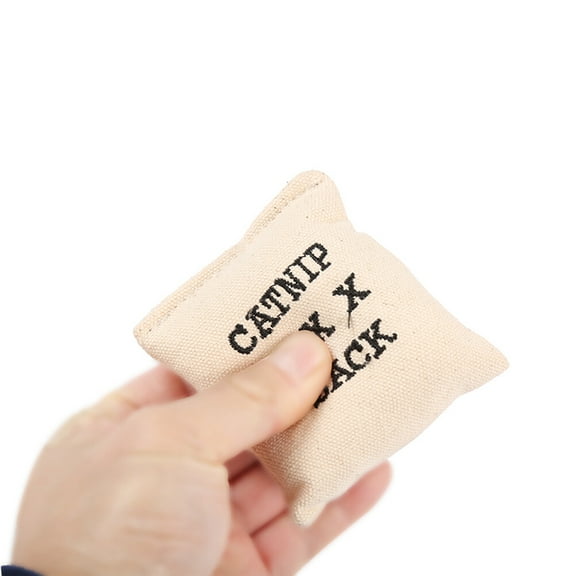 Luxshiny 10Pcs Catnip Canvas Sachet Pet Supplies Khaki Indoor Play Random Style