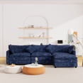 thumbnail image 2 of Muumblus Sectional Cloud Couch with Reversible Ottoman, L-Shaped Chenille Sofa for Living Room, Navy Blue, 2 of 12
