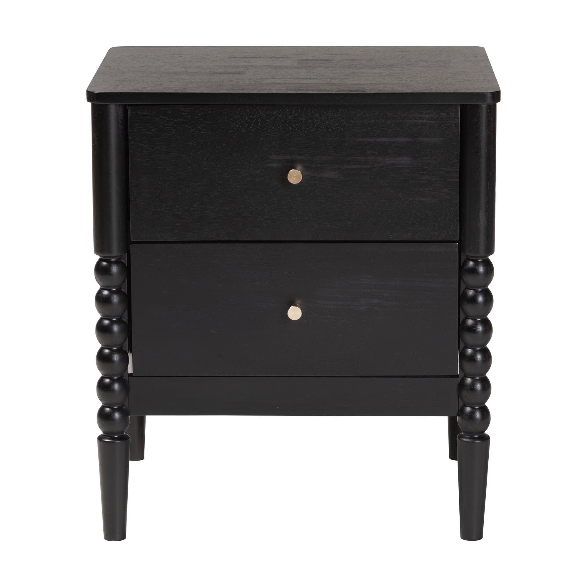 Baxton Studio Lucera Mid-Century Nightstand, 2-Drawer, Black
