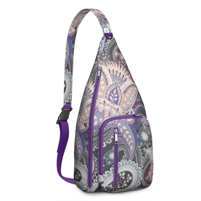 Chic Paisley Sling Backpack - Exotic Colorful Pattern Shoulder Bag, Fashionable Anti-Theft Pack for Commuters