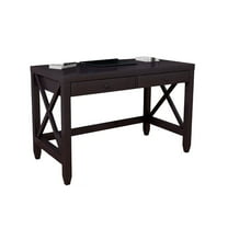 Benjara Home Office Writing Desk- 2 Drawers- 47" Farmhouse Red Cocoa Brown