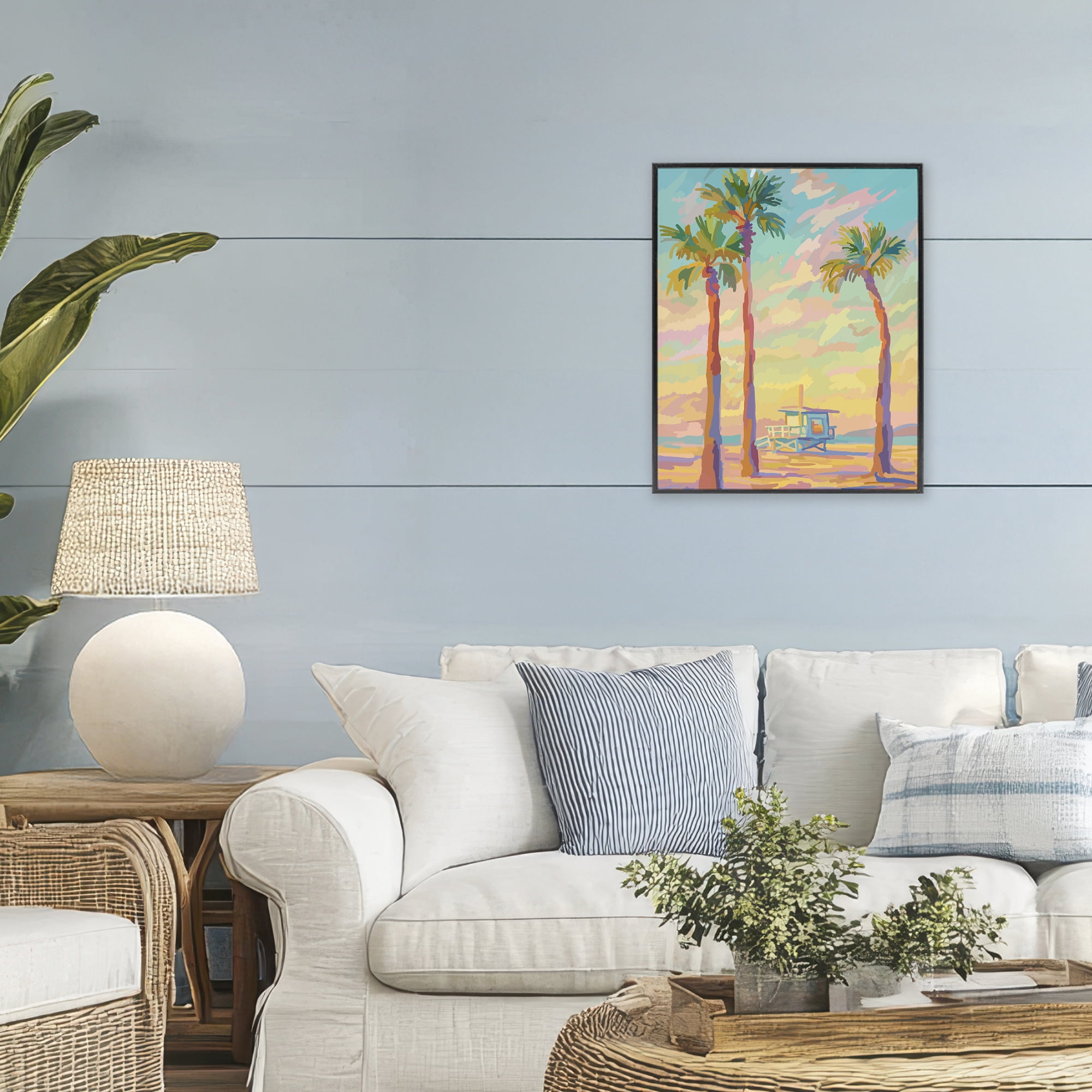 Stupell Industries Beachside Palms Abstraction Black Framed Giclee Art, design by Amelia Noyes