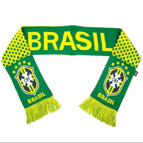 Rhinox Brazil Soccer Fringe Scarf, Green Yellow Reversible, 100% Acrylic