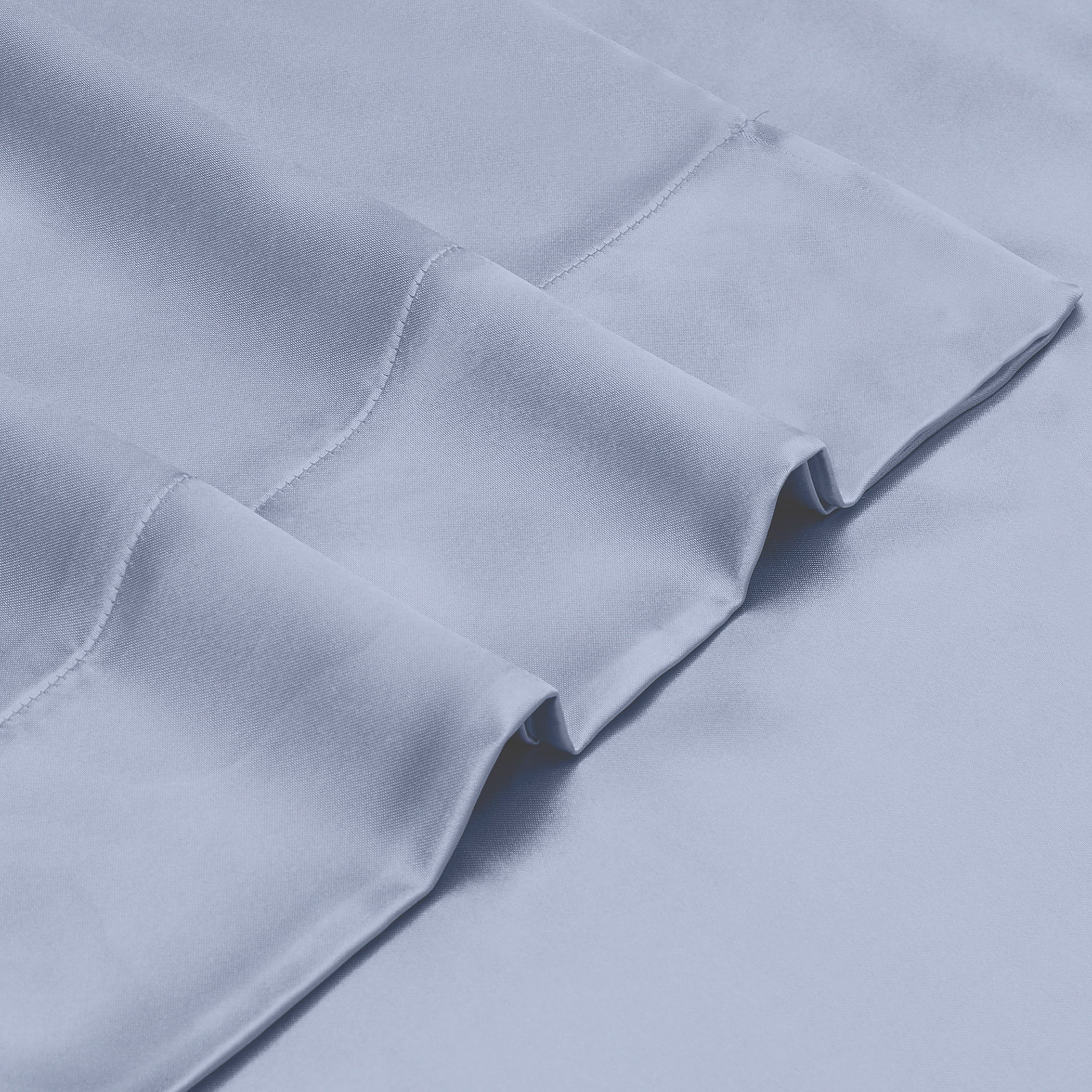 Satin Radiance 230 Thread Count Blue Solid Print Polyester Sheet Set, King, 4-Pieces