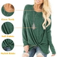 thumbnail image 4 of TEMOFON Women Fall Fashion Cute Long Sleeve Shirts Twist Knot Tunic Tops Color Block Tshirt Casual Crew Neck Green Blouse Clothing, 4 of 8