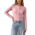 thumbnail image 2 of ClodeEU Women's Round Neck Button Front Knit Cardigan,Casual Long Sleeve Slim Fit Knit Outerwear ,Women's S-XXL, 2 of 7
