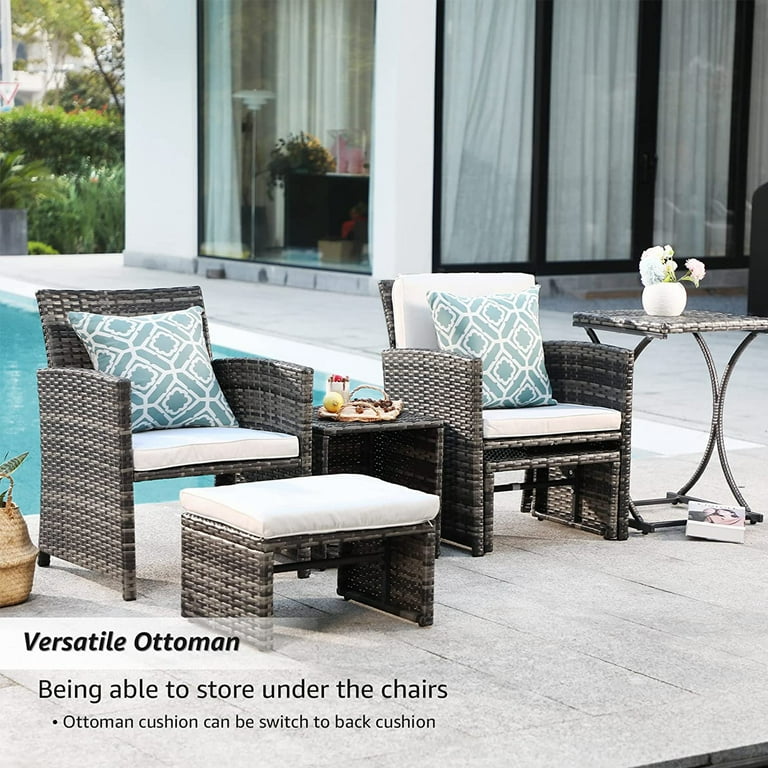 Patio Furniture Conversation Set 6 Piece All weather PE Wicker