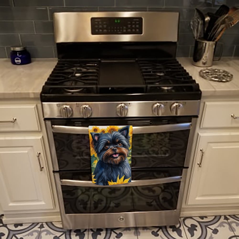 Carolines Treasures DAC6000KTWL 25 x 15 in. Affenpinscher in Sunflowers Kitchen Towel