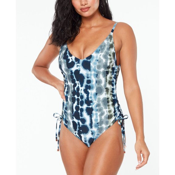 Printed Shirred-Side One-Piece Swimsuit, Created for