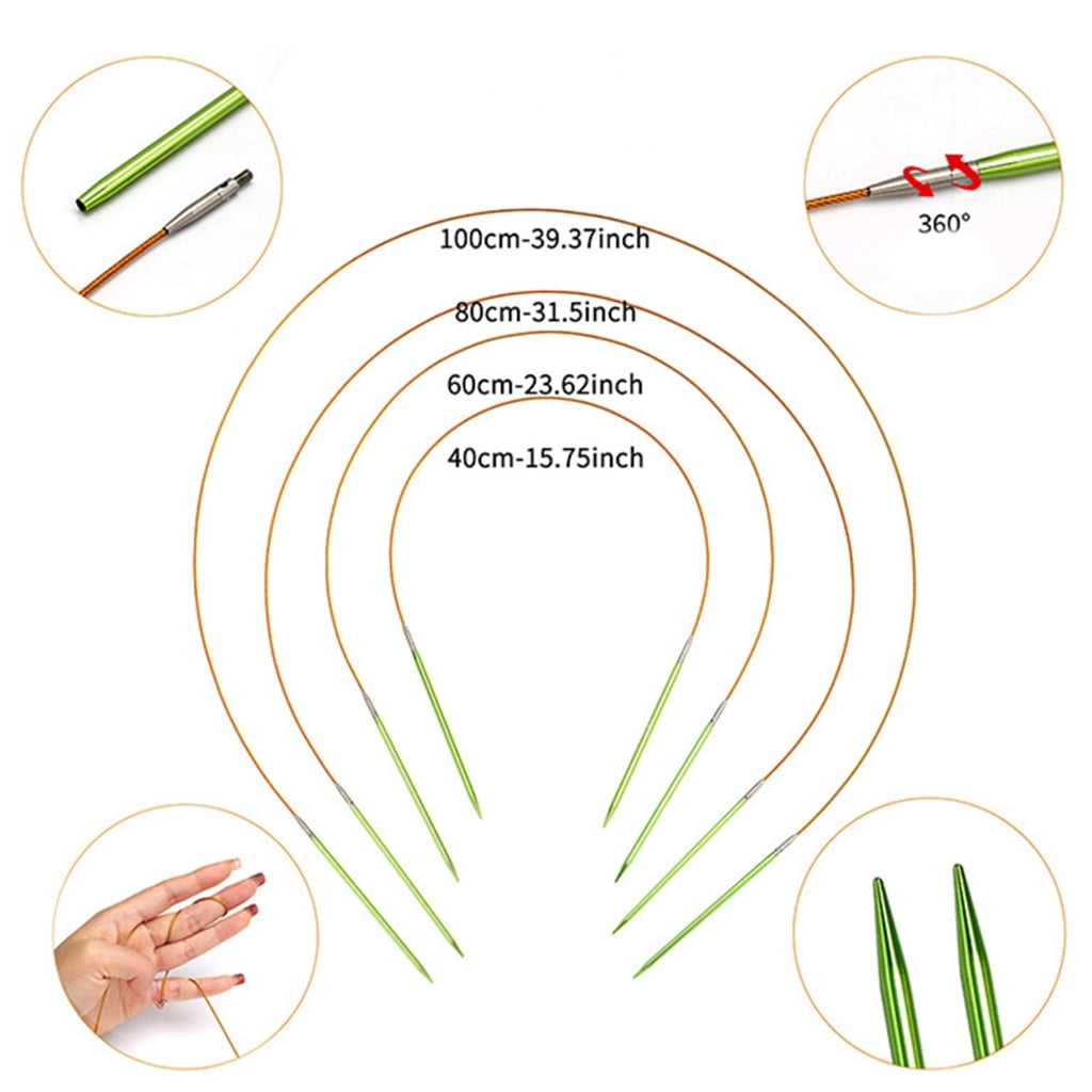 Geemin 13Pairs Interchangeable Metal Circular Knitting Needle Set with Case 3.0mm-10mm